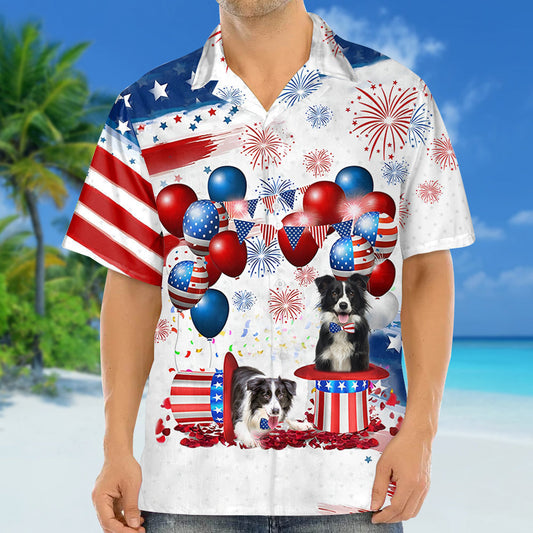 Border Collie Independence Day Hawaiian Shirt, Dog Hawaii Beach Shirt Short Sleeve For 4Th Of July HO3903