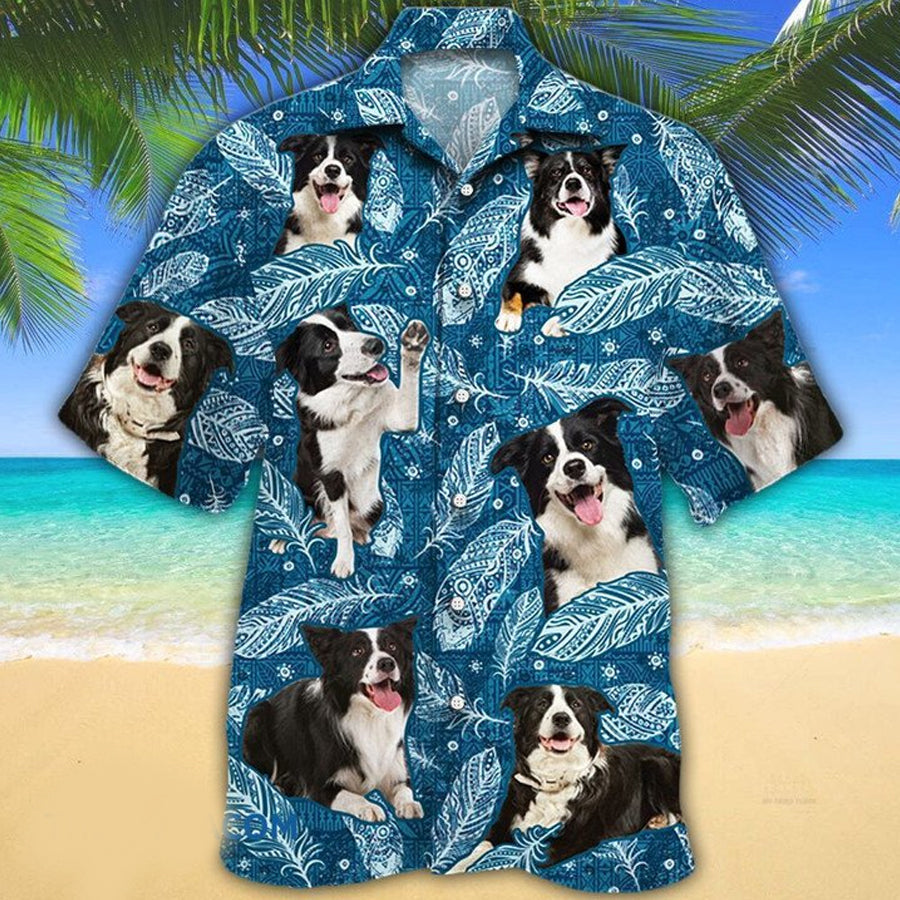 Border Collie Dog Lovers Blue Feather Hawaii Hawaiian Shirt HO2250
