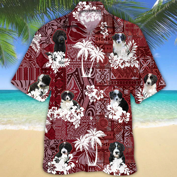 Border Doodle Red Hawaiian Shirt, Gift for Dog Lover Shirts, Animal Summer Shirts, Hawaiian Shirt Men HO1277