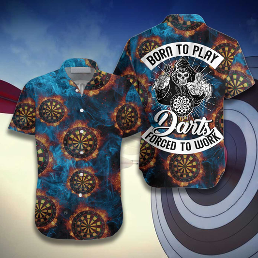 Born To Play Dart Forced To Work Hawaiian Shirt, Colorful Summer Aloha Shirt For Men Women, Gift For Friend, Team, Family, Dart Lovers HO4169