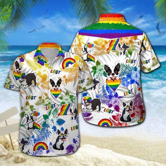 Lgbt Boston Terrier Hawaiian Shirt, Pride Hawaiian Shirt For Dog Lover HO4575