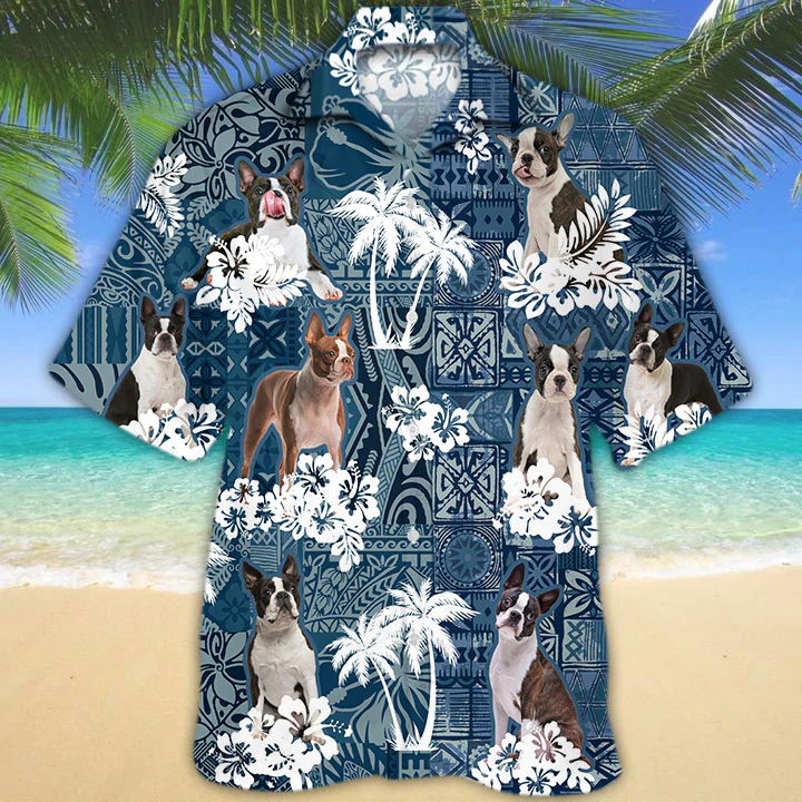 Boston Terrier Hawaiian Shirt, Dog Hawaiian Shirt Men women, Short Sleeve Hawaiian Aloha Shirt HO2414