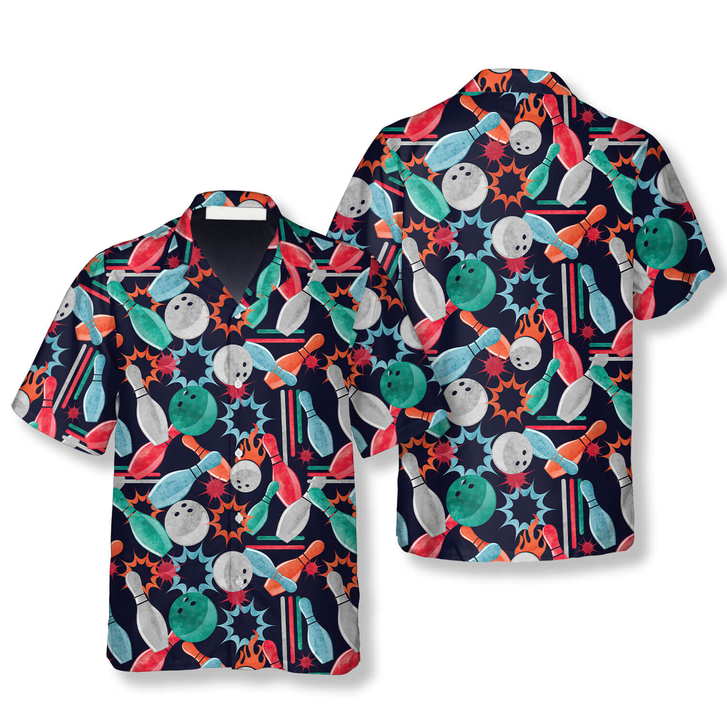 Bowling Strike Watercolor Seamless Pattern Bowling Hawaiian Shirt, Perfect Gift for Bowler HO4068