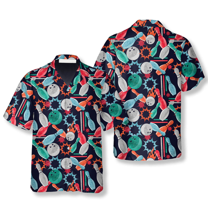 Bowling Strike Watercolor Seamless Pattern Bowling Hawaiian Shirt, Perfect Gift for Bowler HO4068