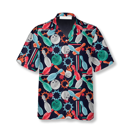Bowling Strike Watercolor Seamless Pattern Bowling Hawaiian Shirt, Perfect Gift for Bowler HO4068
