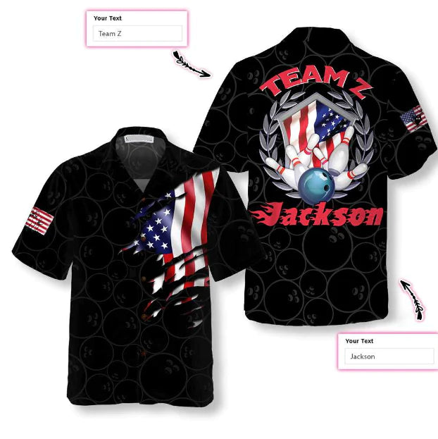 Bowling Team American Flag Personalized Hawaiian Shirt for Men and women HO0539