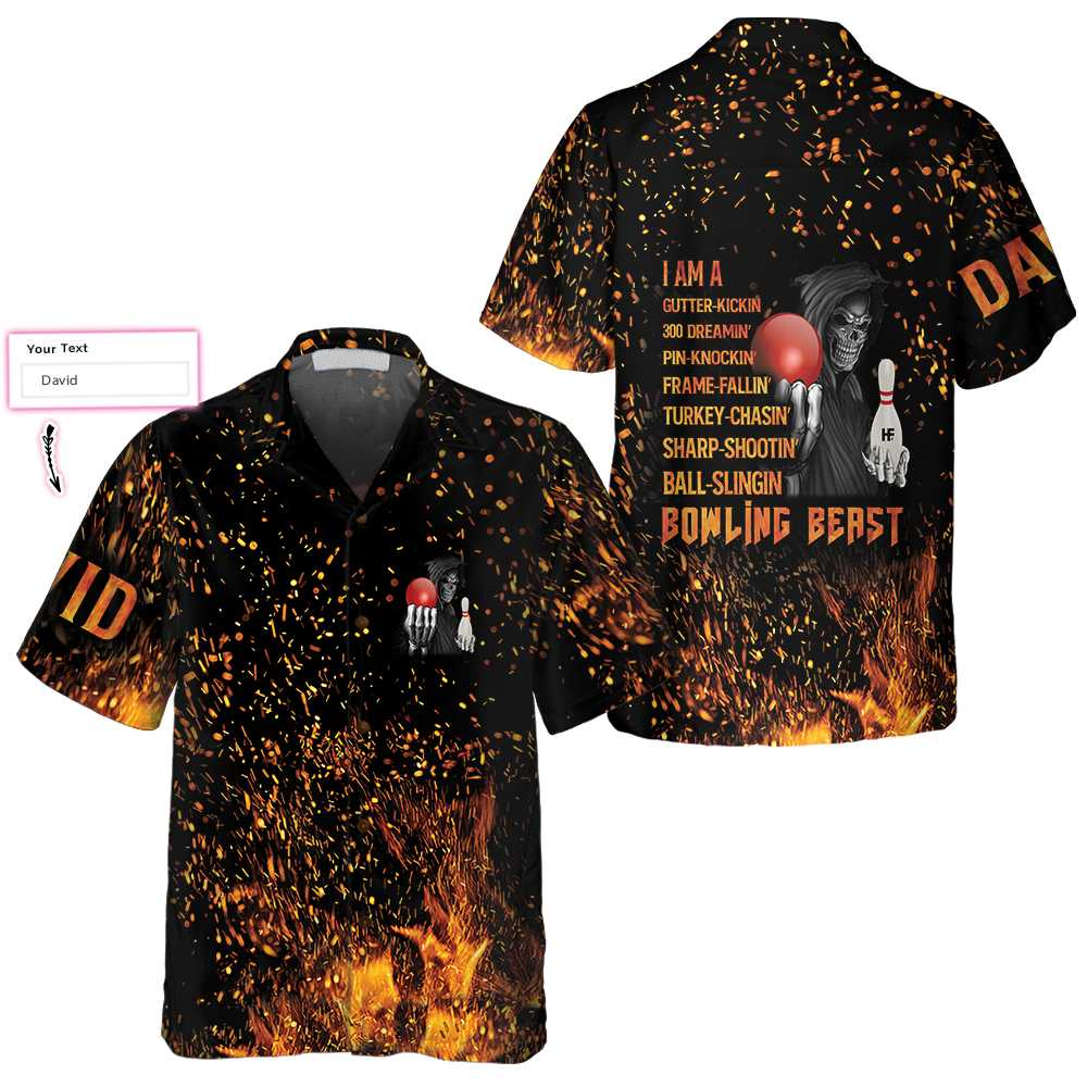 Bowling Beast Custom Hawaiian Shirt, Personalized Bowling Shirt For Men & Women, Idea Gift for Bowling Lover HO4037