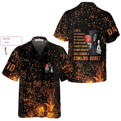 Bowling Beast Custom Hawaiian Shirt, Personalized Bowling Shirt For Men & Women, Idea Gift for Bowling Lover HO4037
