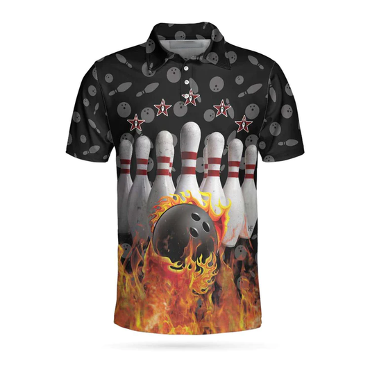 Custom Skull Flame Bowling Polo Shirts BO0091