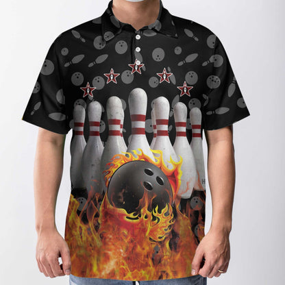 Custom Skull Flame Bowling Polo Shirts BO0091