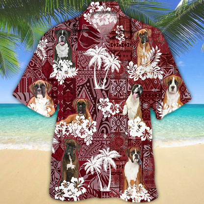 Boxer Dog Hawaiian Shirt, Gift for Dog Lover Shirts, Animal Summer Shirts, Hawaiian Shirt Men HO1274