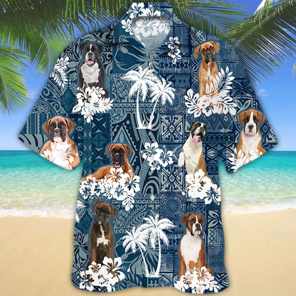 Boxer Hawaiian Shirt, Dog Hawaiian Shirt Men women, Short Sleeve Hawaiian Aloha Shirt HO2413