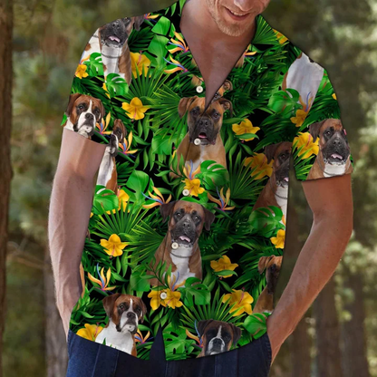 Boxer With Yellow Flowers Hawaiian Shirt, Dog hawaii shirt, Aloha shirt for men and women HO1950