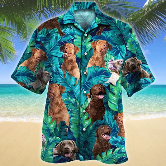 Bright Chesapeake Bay Retriever Dog Lovers Gift Tropical Forest Hawaiian Shirt HO1406