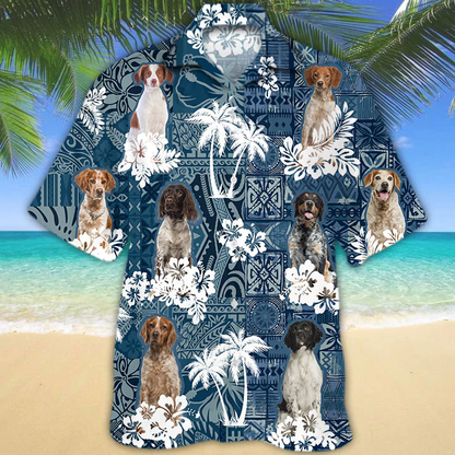 Brittany Hawaiian Shirt, Men's Hawaiian Shirt Button Down Short Sleeves, gift for Dog lovers HO2436