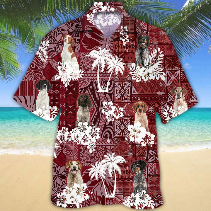 Brittany Spaniel red Hawaiian Shirt, Gift for Dog Lover Shirts, Animal Summer Shirts, Hawaiian Shirt Men HO1273