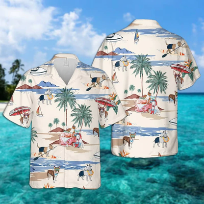 Bull Terrier Summer Beach Hawaiian Shirt, Hawaiian Shirts for Men, Hawaiian Shirts for Men, Aloha Beach Shirt HO0975