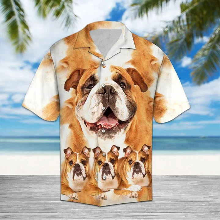 Bulldog Great Dog Portrait Gift For Dog Lovers Hawaiian Shirt, Short Sleeve Hawaiian Aloha Shirt for men and women HO1829