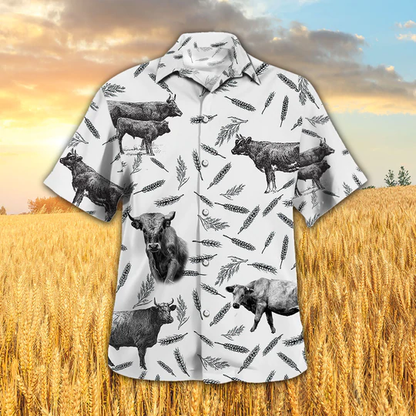 Charolais Pattern Hawaiian Shirt, Cow Aloha Shirts, Gift for cow lovers HO2339