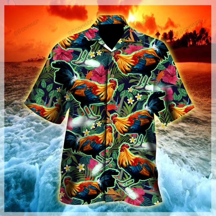 Chicken Hawaii Shirt, Summer aloha shirt, Gift for summer HO0778