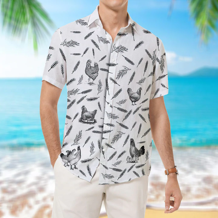 Chicken Pattern - Hawaiian Shirt, Animal Farm Chicken Shirts For Men, women HO2487