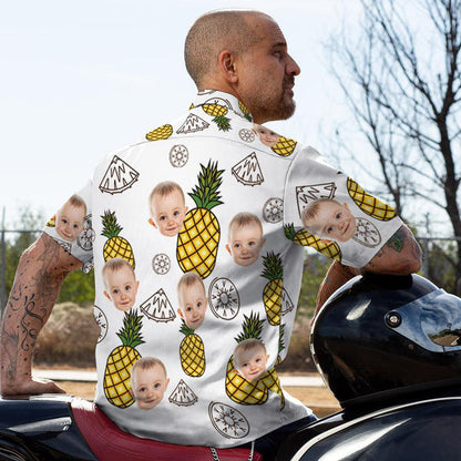 Custom Face Shirt Hawaiian Shirt For Men Funny Pineapple, Funny Baby Hawaiian, Shirt for Dad HO4356