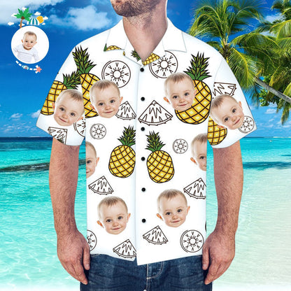 Custom Face Shirt Hawaiian Shirt For Men Funny Pineapple, Funny Baby Hawaiian, Shirt for Dad HO4356