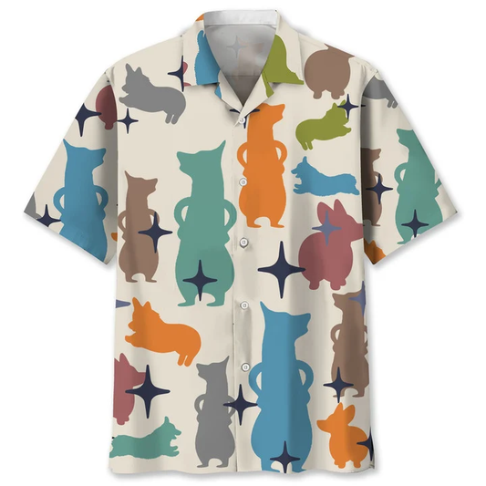 Corgi vintage Hawaiian Shirt, Hawaiian shirt for men, Summer gift for Dog lovers HO1456