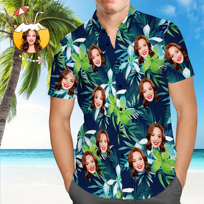 Custom Hawaiian Shirt with Face Custom Dog Face Tropical Shirts Leaves, Gift for Dog Lovers HO4360