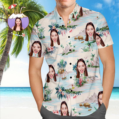 Custom Dog Face Hawaiian Shirt Custom Tropical Shirts Men's All Over Print Hawaiian Shirt HO4358