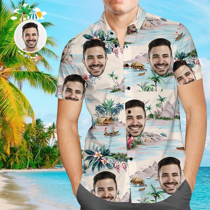 Custom Dog Face Hawaiian Shirt Custom Tropical Shirts Men's All Over Print Hawaiian Shirt HO4358