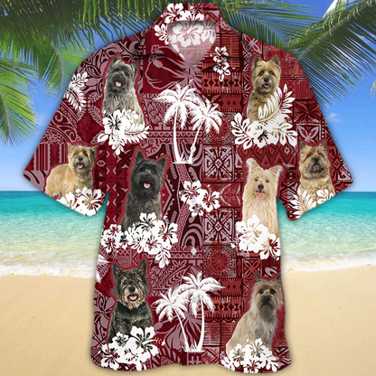 Cairn Terrier Red Hawaiian Shirt, Gift for Dog Lover Shirts, Animal Summer Shirts, Hawaiian Shirt Men HO1291