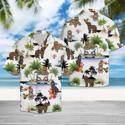 Labradoodle hawaii shirt for men, women, Cartoon Funny Labradoodle Enjoy The Vacation Aloha Hawaiian Shirt HO1983
