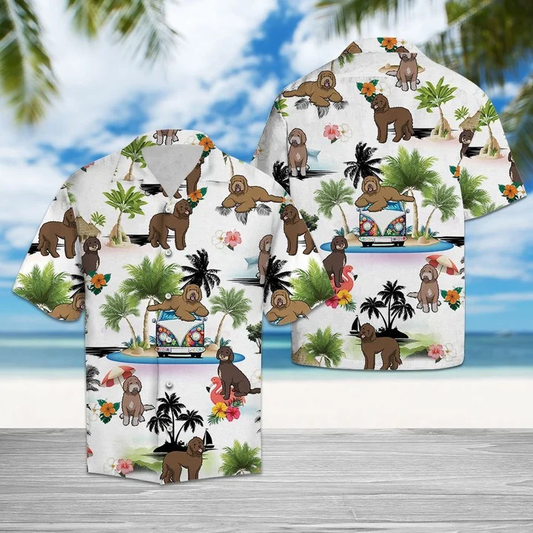 Labradoodle hawaii shirt for men, women, Cartoon Funny Labradoodle Enjoy The Vacation Aloha Hawaiian Shirt HO1983