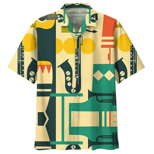 Cartoon Saxophone Background Design Hawaiian Shirt HO2109