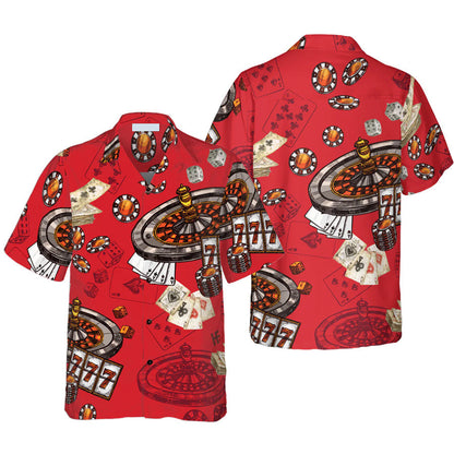 Casino Pattern Red Background Red Hawaiian Shirt HO2901