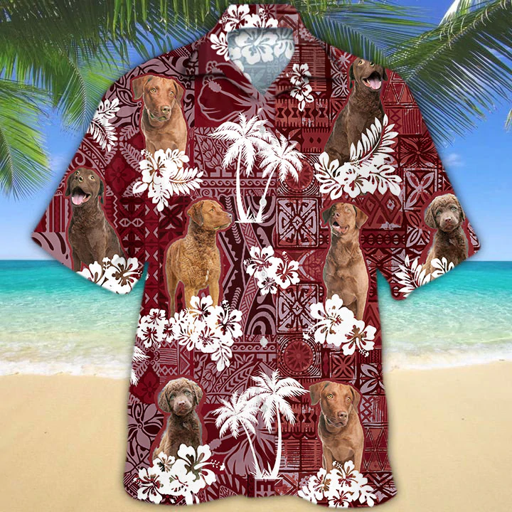 Chesapeake Bay Retriever Red Hawaiian Shirt, Gift for Dog Lover Shirts, Animal Summer Shirts, Hawaiian Shirt Men HO1286