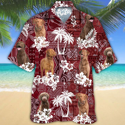 Chesapeake Bay Retriever Red Hawaiian Shirt, Gift for Dog Lover Shirts, Animal Summer Shirts, Hawaiian Shirt Men HO1286