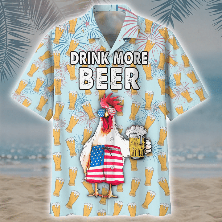 Chicken And Beer Watercolor Hawaiian Shirt, aloha shirt hawaii, Hawaii shirts mens HO2007