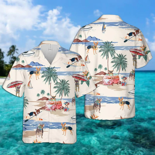 Chihuahua Summer Beach Hawaiian Shirt, Hawaiian Shirts for Men Short Sleeve Aloha Beach Shirt HO0969
