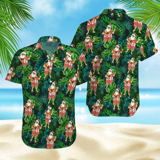 Christmas Santa Claus With Ukulele Vintage Hawaiian Shirt, Short Sleeve Hawaiian Aloha Shirt for men HO1838