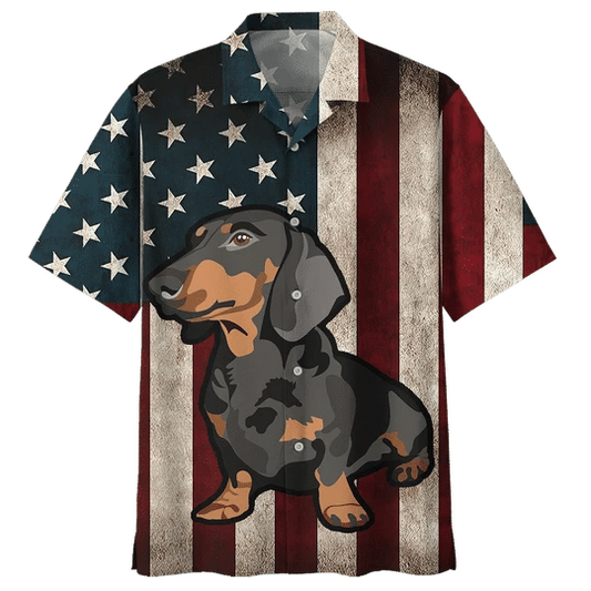 Classic Flag Dachshund Watercolor Design Hawaiian Shirt HO1989