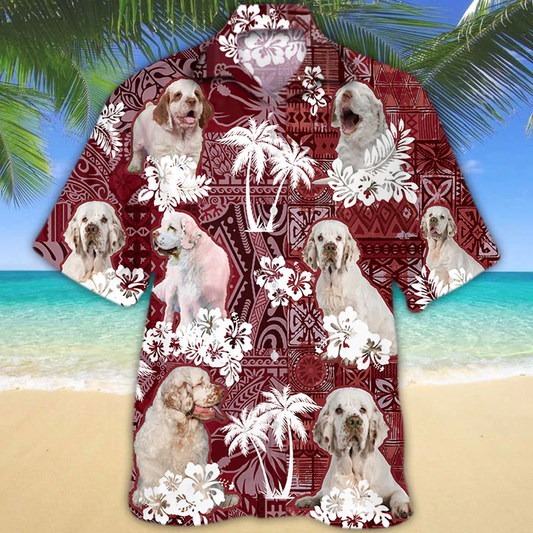 Clumber Spaniel Red Hawaiian Shirt, Gift for Dog Lover Shirts, Animal Summer Shirts, Hawaiian Shirt Men HO1276