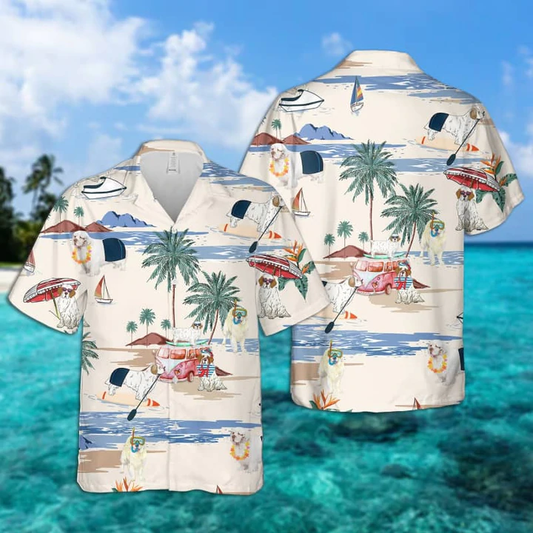 Clumber Spaniel Summer Beach Hawaiian Shirt, Hawaiian Shirts for Men Short Sleeve Aloha Beach Shirt HO0964