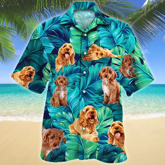 Cockapoo Dog Lovers Gift Summer Beach Palm Tree Pattern Hawaiian Shirt HO1879