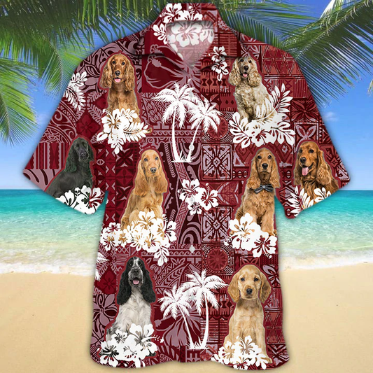 Cocker Spaniel red Hawaiian Shirt, Gift for Dog Lover Shirts, Animal Summer Shirts, Hawaiian Shirt Men HO1268