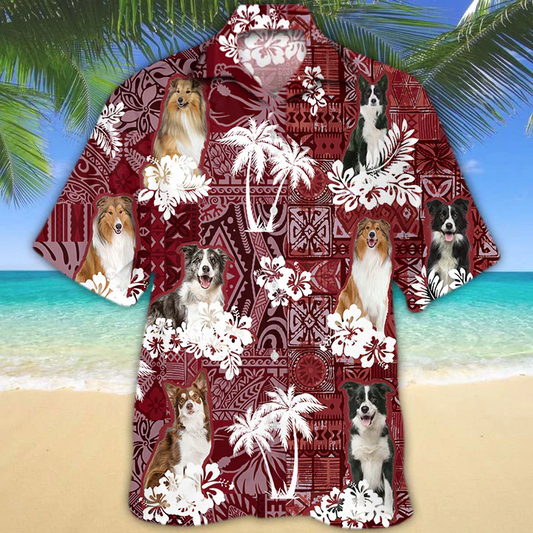 Collie red Hawaiian Shirt, Gift for Dog Lover Shirts, Animal Summer Shirts, Hawaiian Shirt Men HO1267