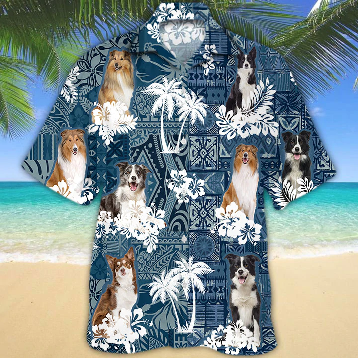 Personalized Dog Aloha Shirt, Collie Hawaiian Shirt, Flowers Aloha Shirt For Dog Lovers HO2699