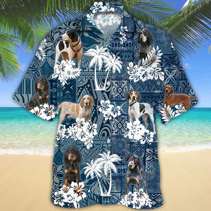 Coonhound Hawaiian Shirt, Flowers Aloha Shirt For Dog Lovers, Hawaiian shirts for men, women HO2698