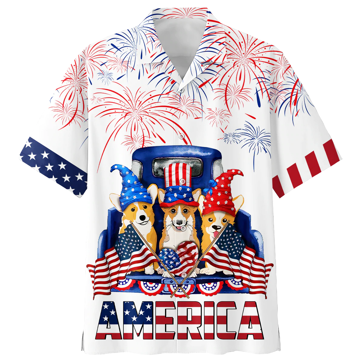 Corgi 4th of july hawaiian shirt- Independence Day hawaiian shirt, USA Patriotic Hawaiian Shirt HO0716